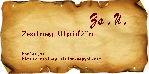 Zsolnay Ulpián névjegykártya